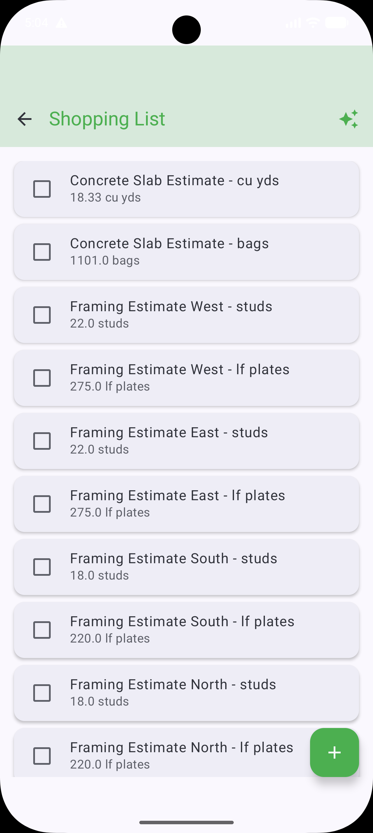 MeasureTwice Shopping List